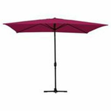 PROPATION 6.5 x 10 Ft. Aluminum Patio Market Umbrella Tilt with Crank - Burgundy Fabric & Black Pole PR333892